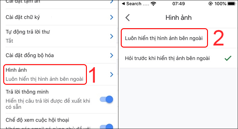 Tích vào tùy chọn Luôn hiển thị hình ảnh bên ngoài để hoàn tất cài đặt