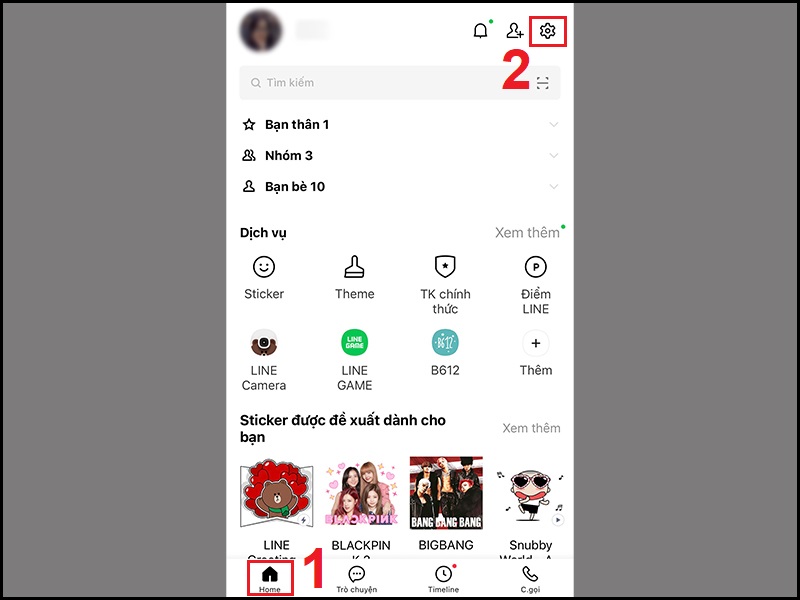 Mở Cài đặt của Line