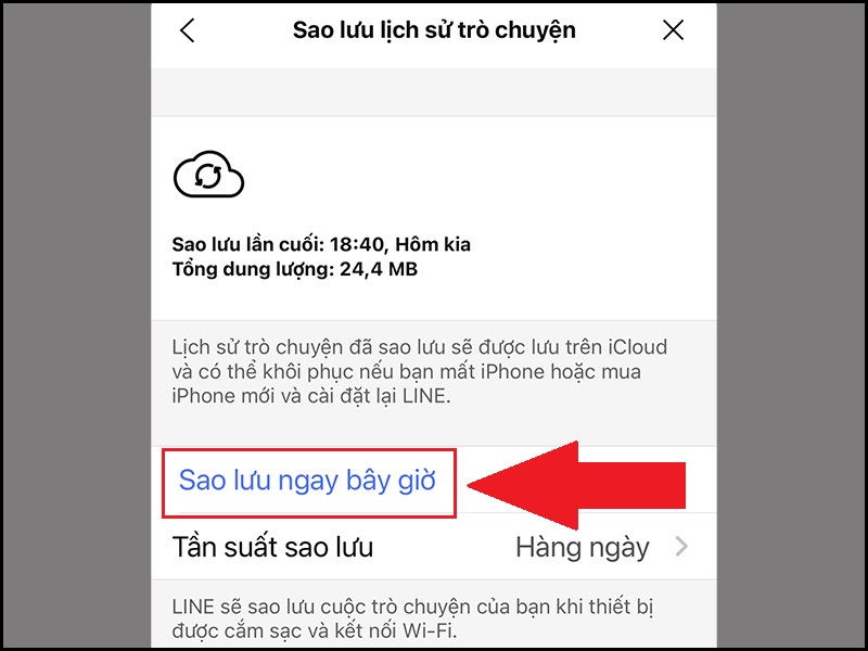 Thực hiện Sao lưu ngay bây giờ