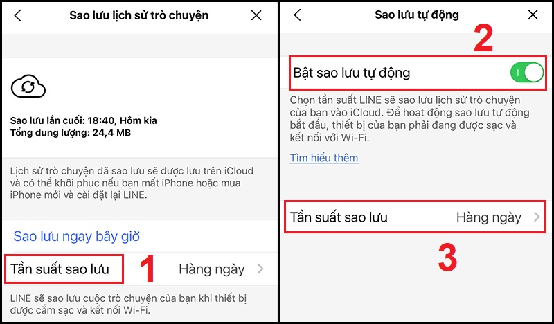 Bật tính năng Sao lưu tự động