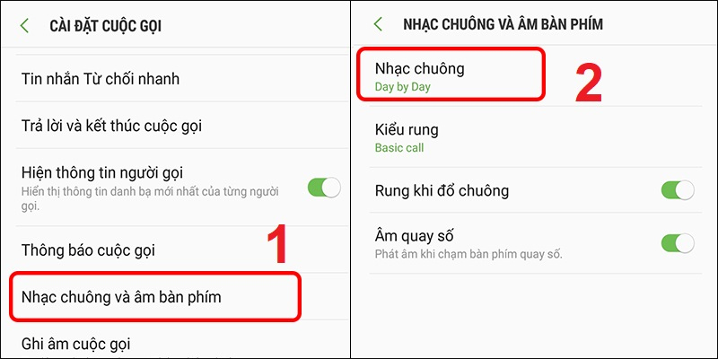 Vào Nhạc chuông và âm bàn phím, chọn Nhạc chuông