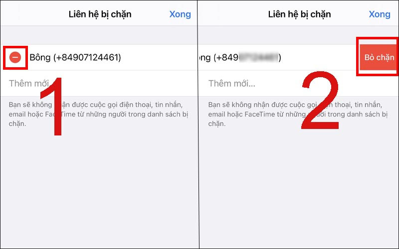 Tiến hành bỏ chặn số điện thoại trên iPhone