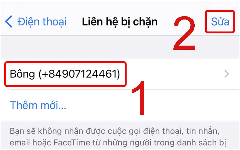 Sửa liên hệ bị chặn