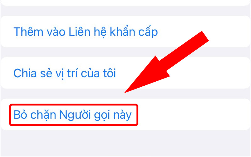 Chọn Bỏ chặn Người gọi này