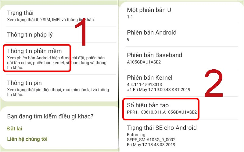 Nhấn 7 lần vào Số hiệu bản tạo để mở quyền cài đặt cho người phát triển