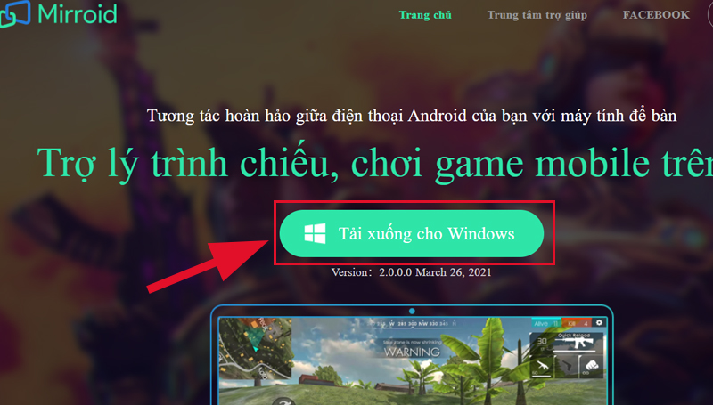 Truy cập trang chủ của Mirroid trên máy tính của bạn