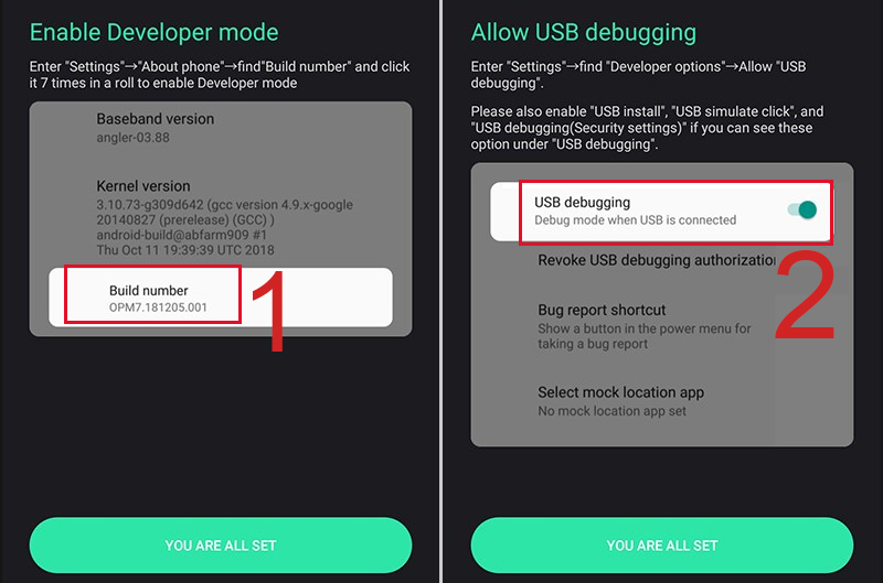 Bật chế độ USB debug (Gỡ lỗi USB)