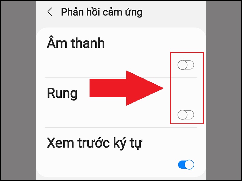 Bật hoặc tắt Âm thanh và Rung tùy theo nhu cầu cá nhân