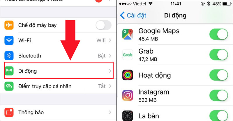 Tắt các ứng dụng chiếm dữ liệu nền không cần thiết trên iPhone