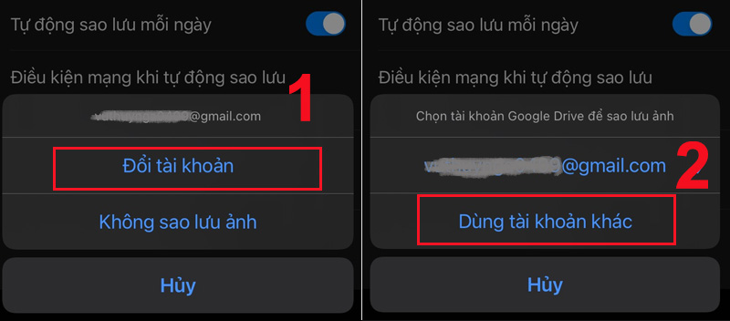 Chọn Đổi tài khoản và chọn Dùng tài khoản khác.