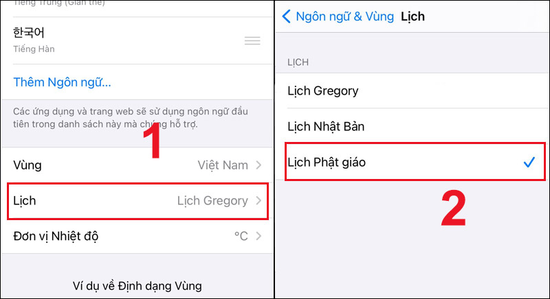 Chọn Lịch và chọn lịch Gregory