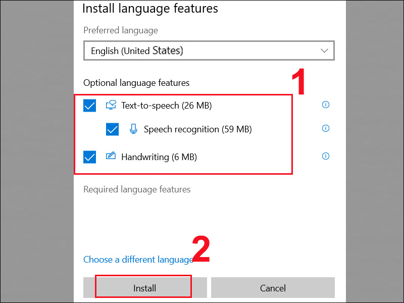 Nhấn Install để thêm ngôn ngữ tiếng Anh vào máy