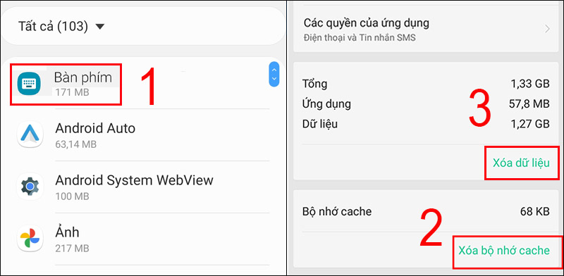 Chọn Xóa bộ nhớ Cache và chọn Xóa dữ liệu