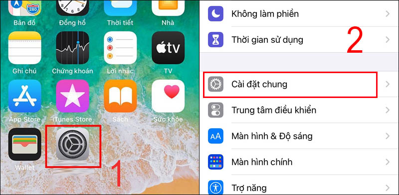  Mở Cài đặt trên điện thoại và chọn Cài đặt chung