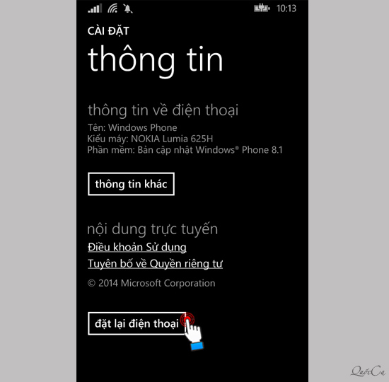 Đặt lại điện thoại