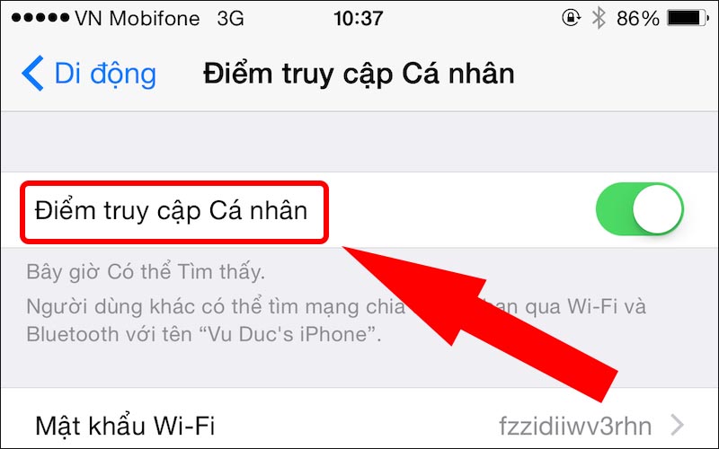 Bật Điểm truy cập cá nhân