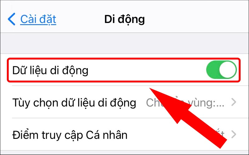 Khởi động lại dữ liệu di động