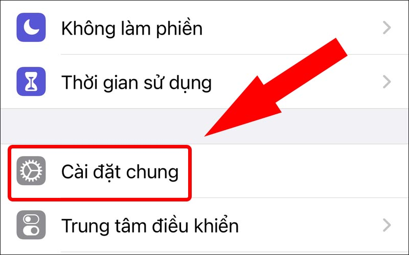  Chọn Cài đặt chung trên iPhone