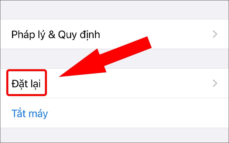 Nhấn chọn Đặt lại