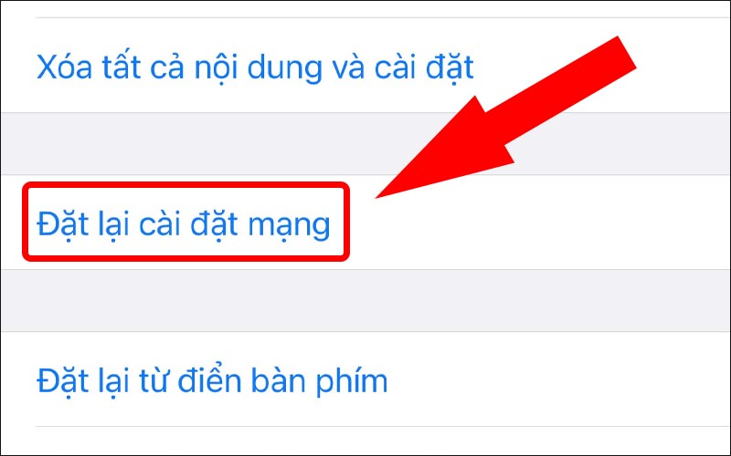 Đặt lại cài đặt mạng iPhone