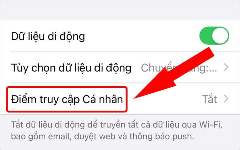 Chọn Điểm truy cập cá nhân