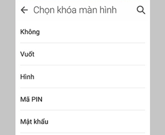 Như vậy khi bạn trở lại cài đặt màn hình khóa, bạn sẽ thấy các kiểu thiết lập khóa màn hình Không và Vuốt được kích hoạt trở lại.