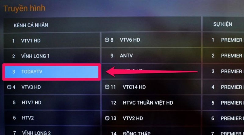 Chọn kênh bất kỳ bạn muốn xem