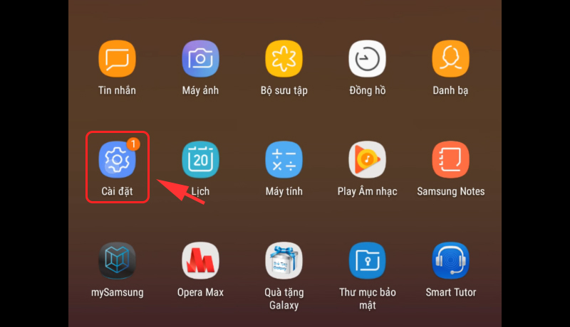 Vào mục Cài đặt của thiết bị