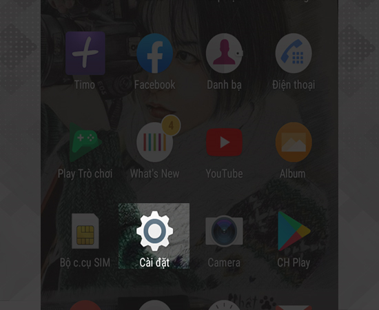 Bước 1: Chạm vào Cài Đặt từ màn hình ứng dụng.