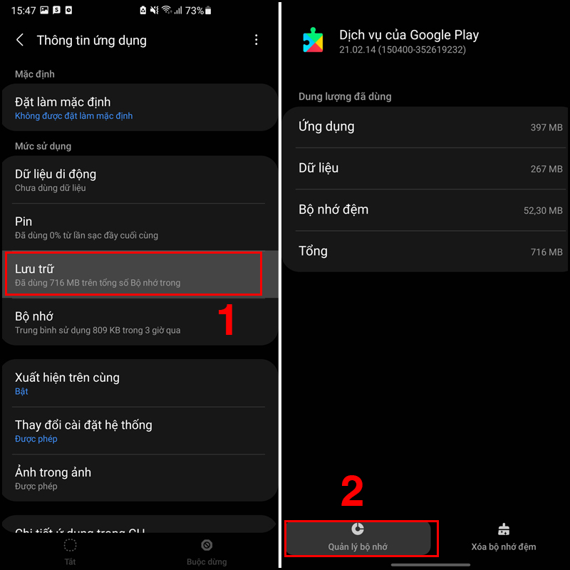 Xóa dữ liệu Google Play Services