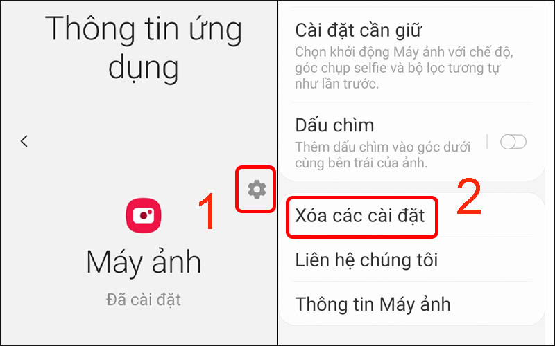 Nhấn vào biểu tượng răng cưa rồi xóa cài đặt