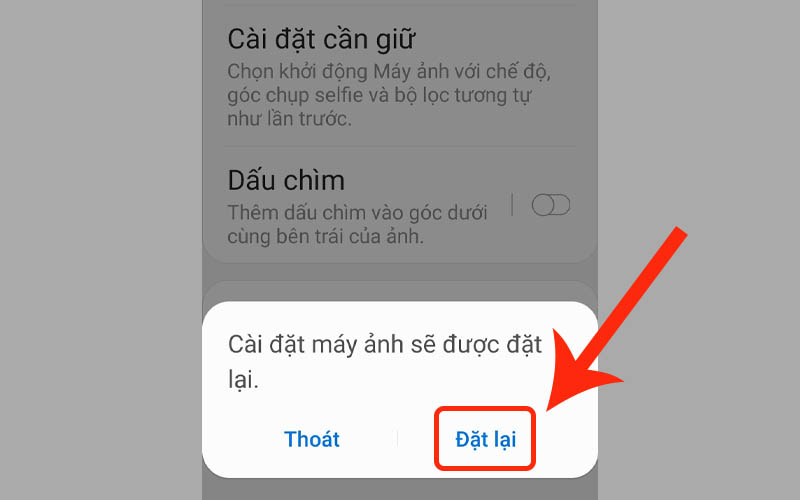 Chọn Đặt lại để hoàn tất