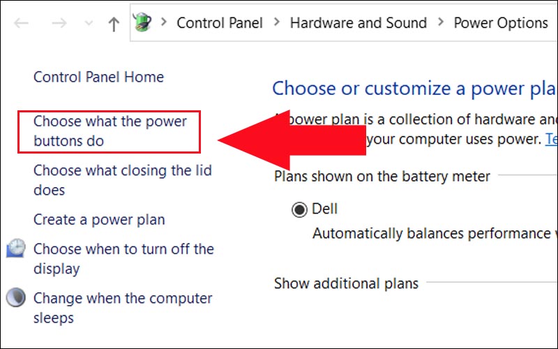 Chọn Choose what the power buttons do