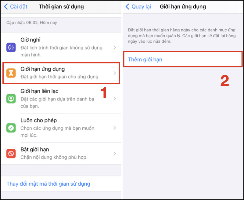 Nhấn Thêm giới hạn