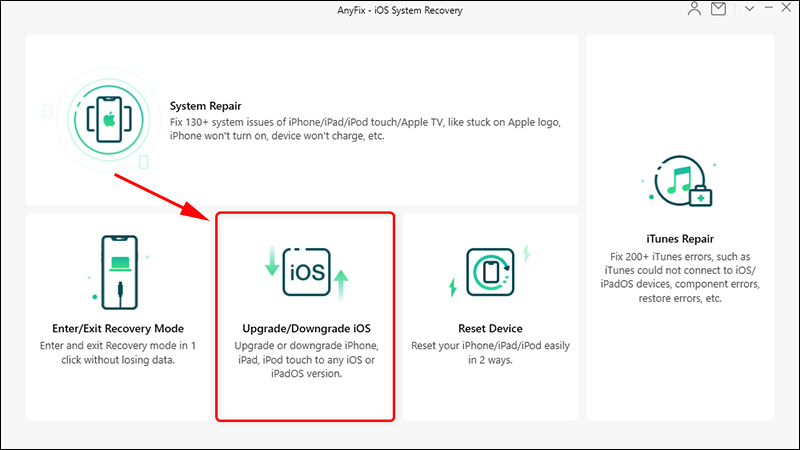 Chọn Upgrade/Downgrade iOS