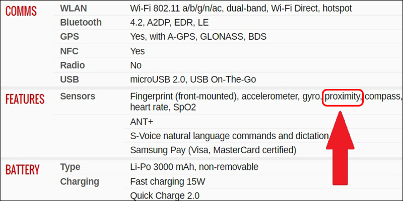 Vào trang chủ Gsmarena để kiểm tra điện thoại có hỗ trợ cảm biến tiệm cận không