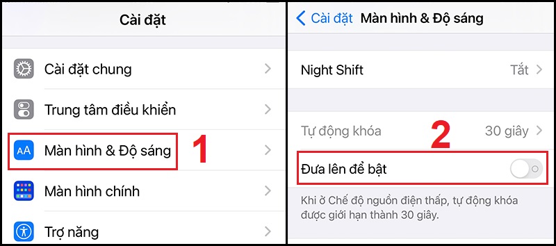 Tắt tính năng Đưa lên để bật ở iPhone