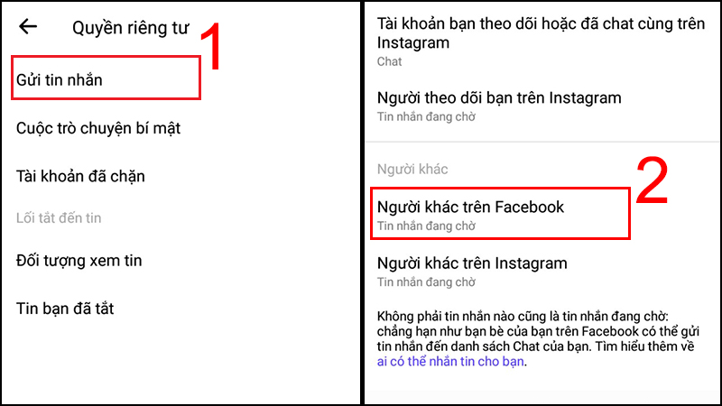 Chọn Gửi tin nhắn > Chọn Người khác trên Facebook.