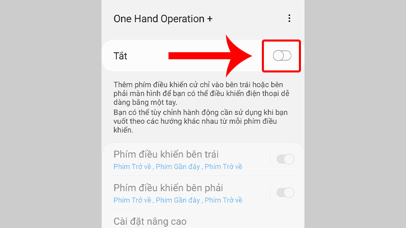 Tắt chế độ một tay