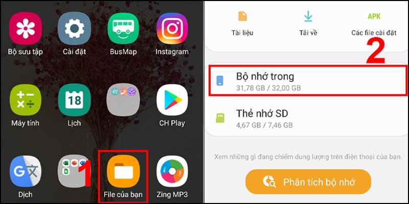 Truy cập vào Bộ nhớ trong trên điện thoại Samsung của bạn