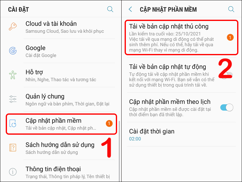 Cách cập nhật hệ điều hành Android điện thoại Samsung