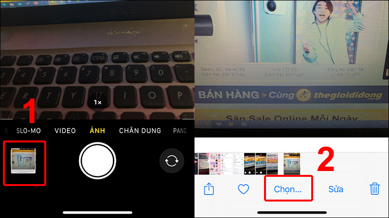 Mở ảnh chụp liên tục và nhấn vào mục Chọn ở bên dưới ảnh