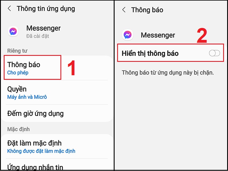 Tắt Hiển thị thông báo của Messenger