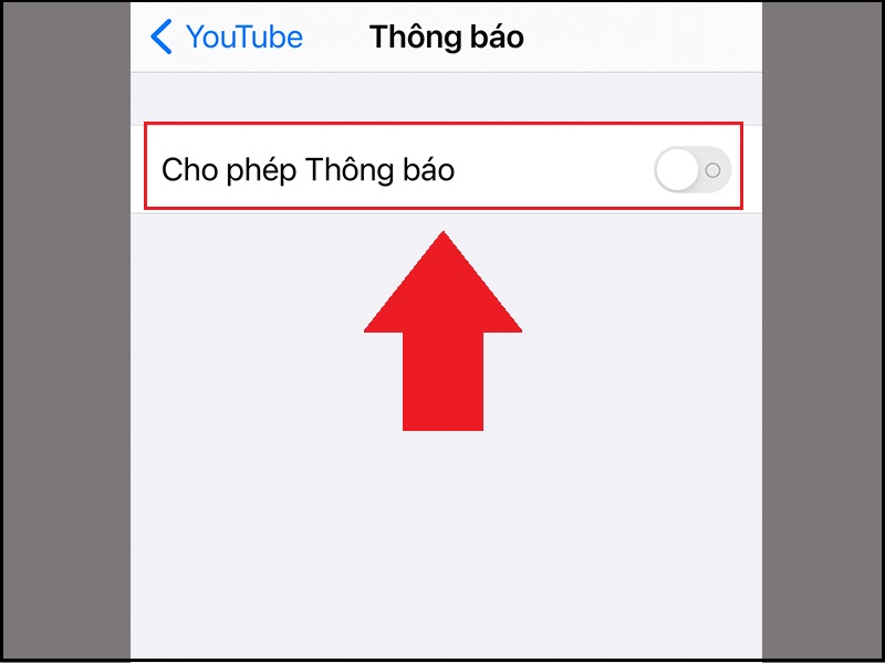 Tắt Cho phép Thông báo của ứng dụng YouTube