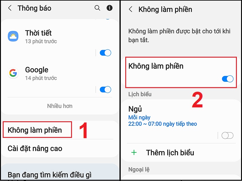 Bật chế độ Không làm phiền trên điện thoại Android