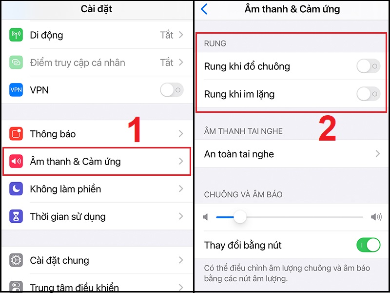 Tắt chế độ rung trên iPhone