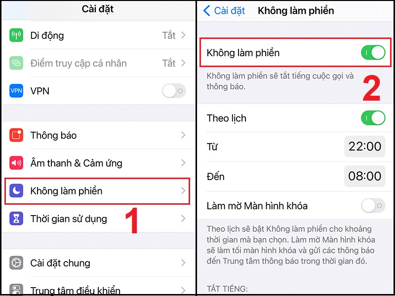 Bật chế độ Không làm phiền trên iPhone