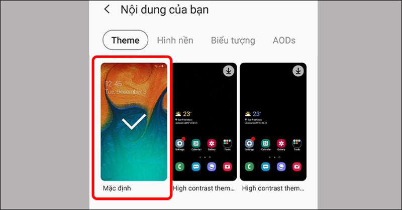 Thay đổi màn hình khóa về chủ đề mặc định