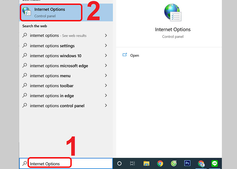 Nhấp vào Internet Options (Tùy chọn Internet)