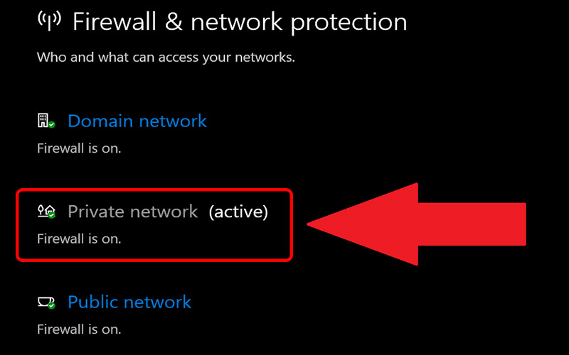 Chọn Private Network